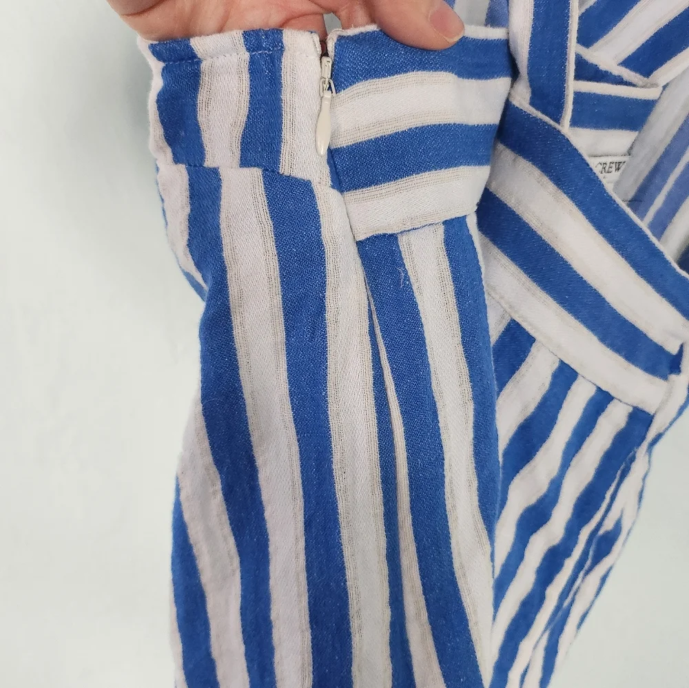 J. Crew cotton linen Blue and White Striped Tank